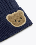 Baby Mütze Blau Strick mit Tato-Applikation | NANAN – Weich, Warm & Verspielt