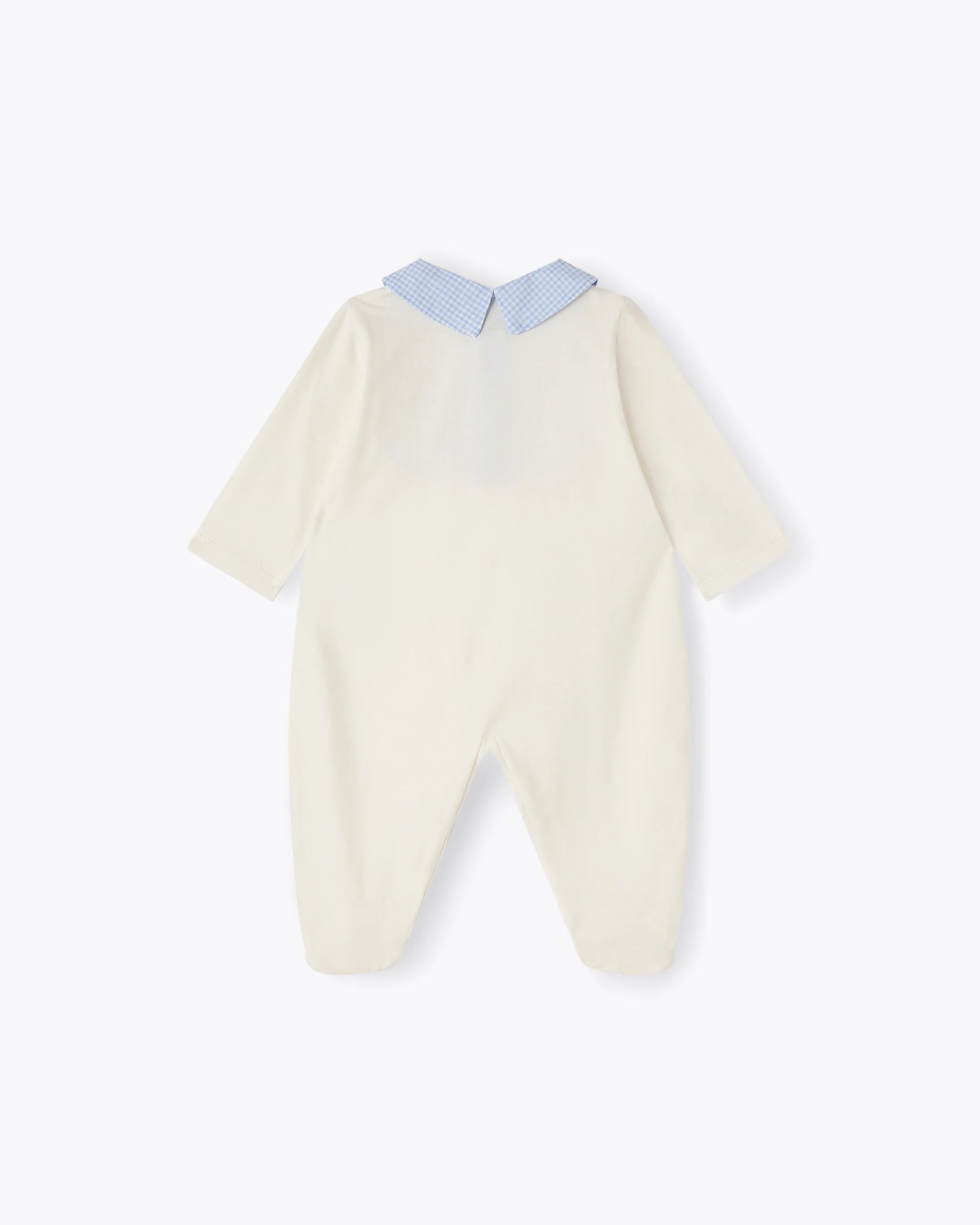Baby Wickelstrampler Elfenbein Chenille mit Vichy-Muster | NANAN – Kuschelig & Charmant