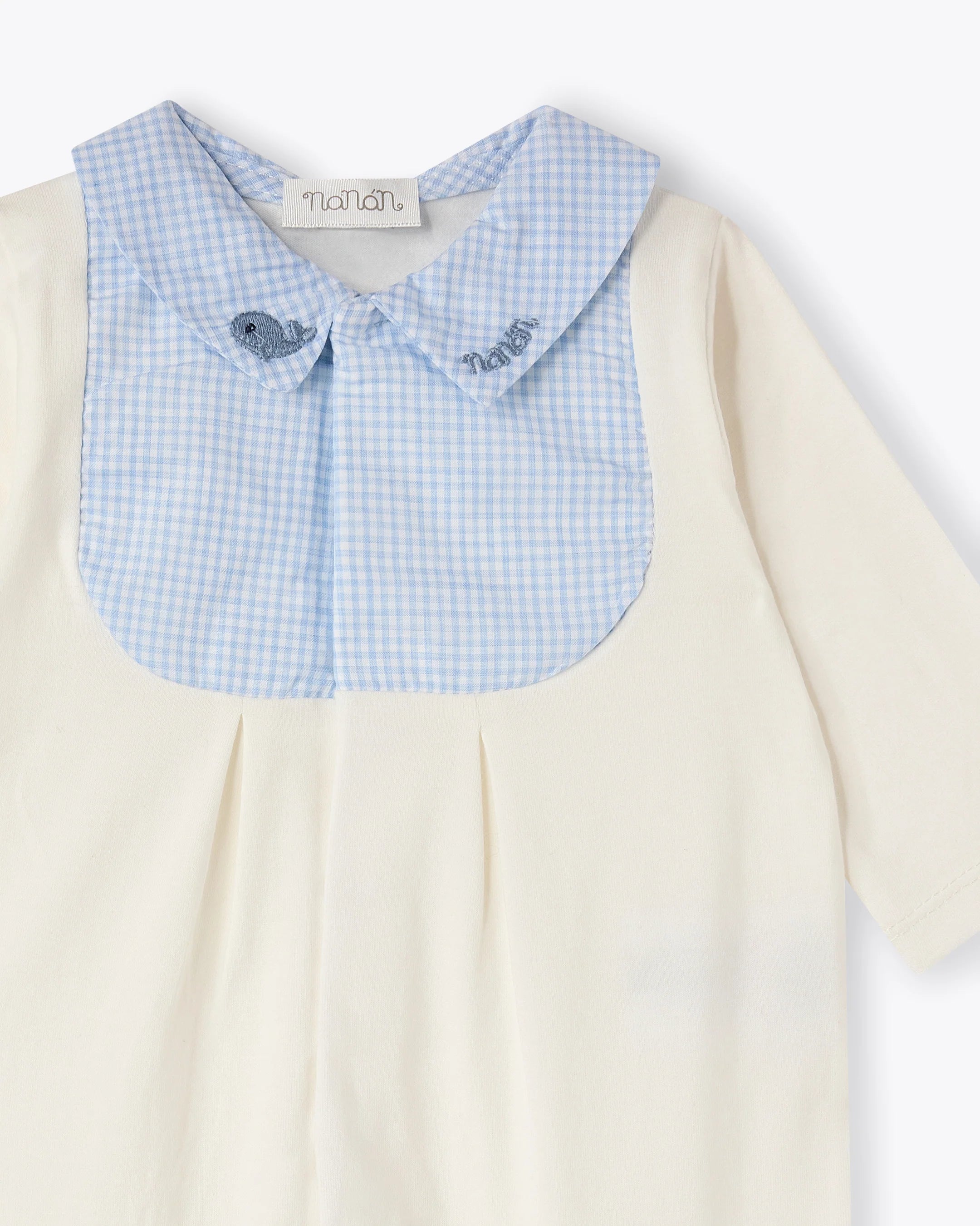Baby Wickelstrampler Elfenbein Chenille mit Vichy-Muster | NANAN – Kuschelig & Charmant