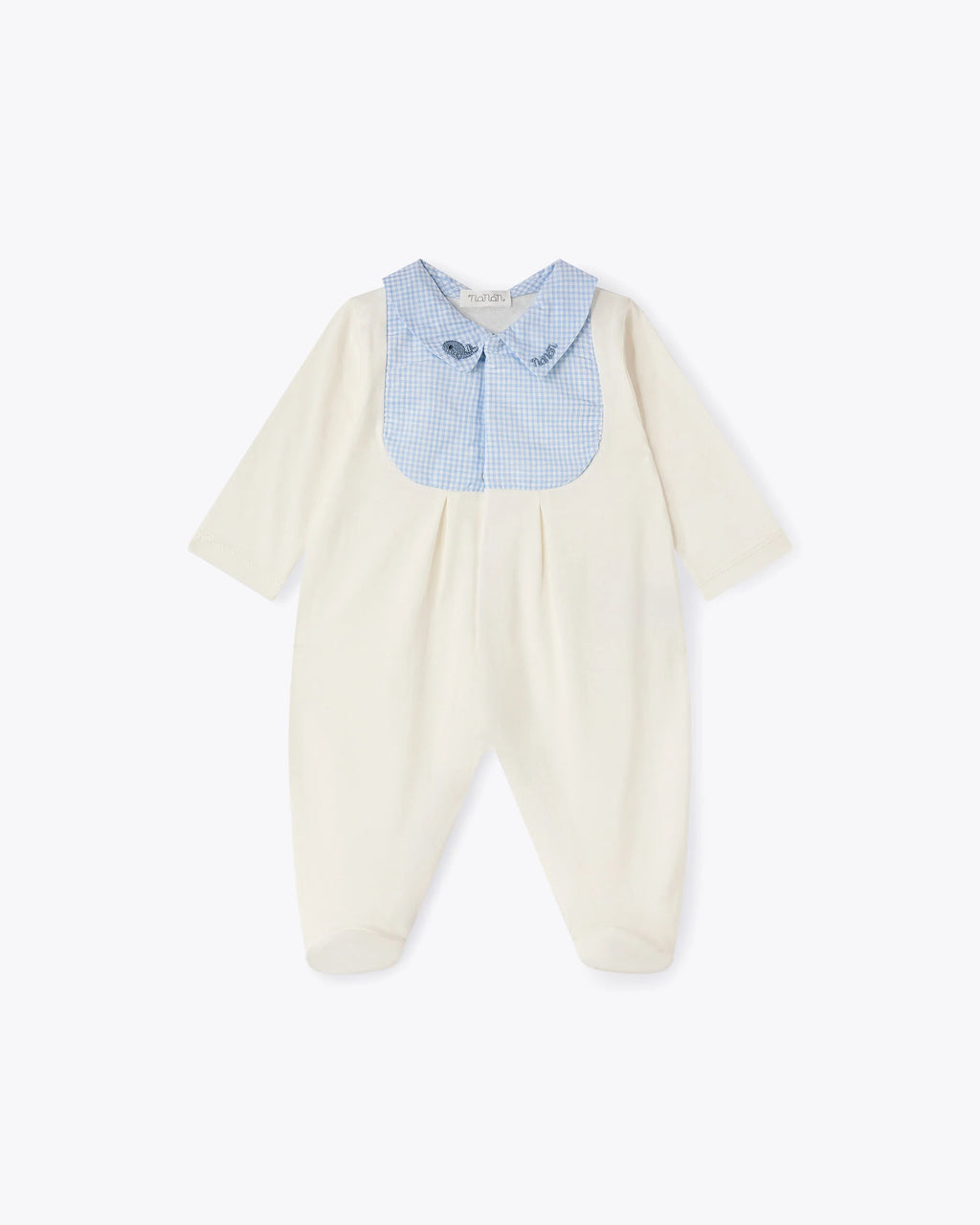 Baby Wickelstrampler Elfenbein Chenille mit Vichy-Muster | NANAN – Kuschelig & Charmant