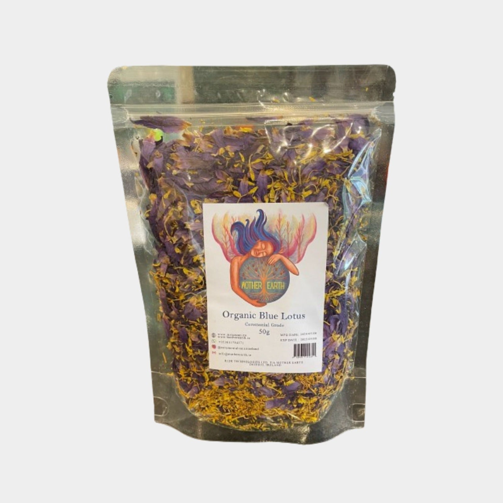 Ägyptische Bio-Blaue Lotusblüten & zerstoßene Blütenblätter (50g)