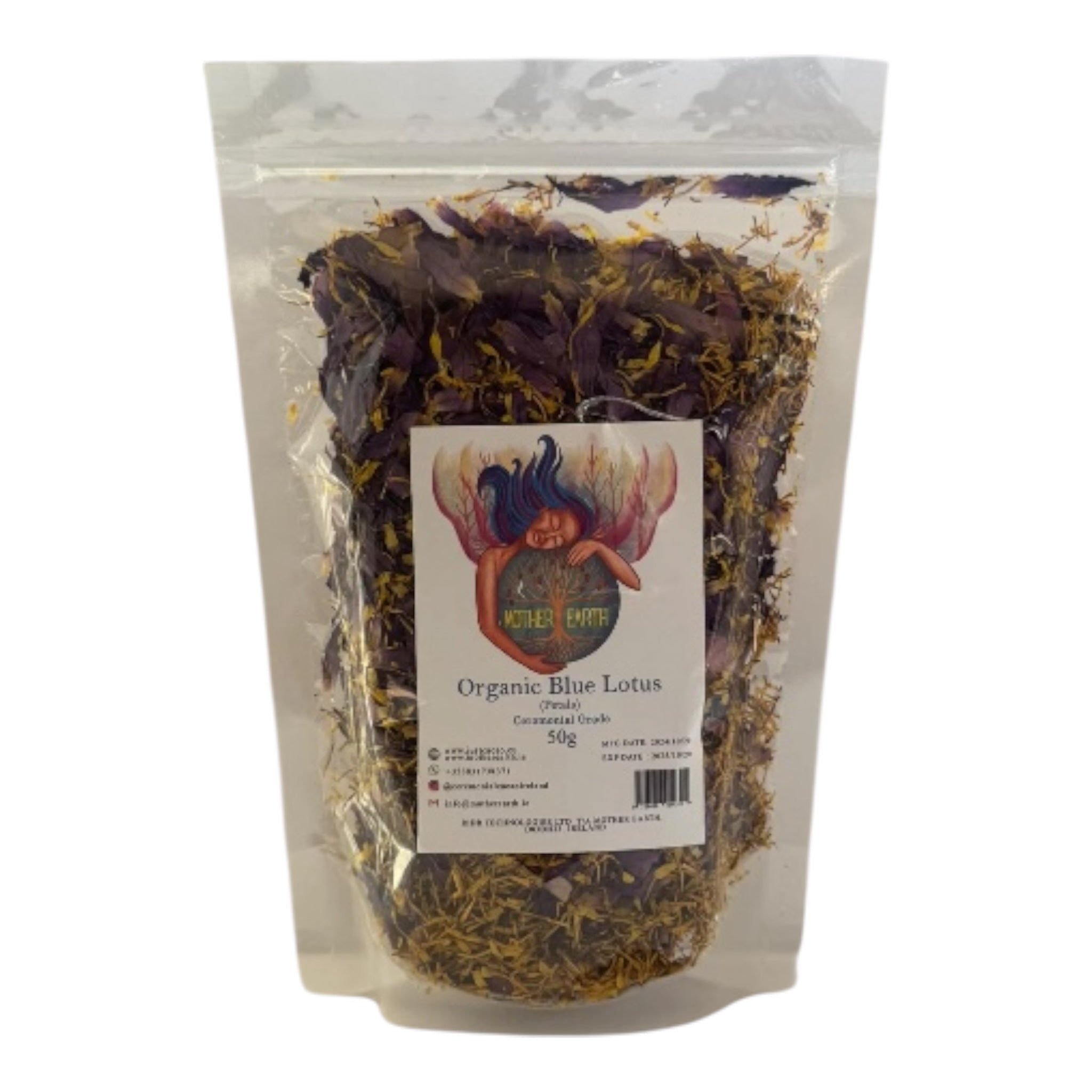 Ägyptische Bio-Blaue Lotusblüten & zerstoßene Blütenblätter (50g)