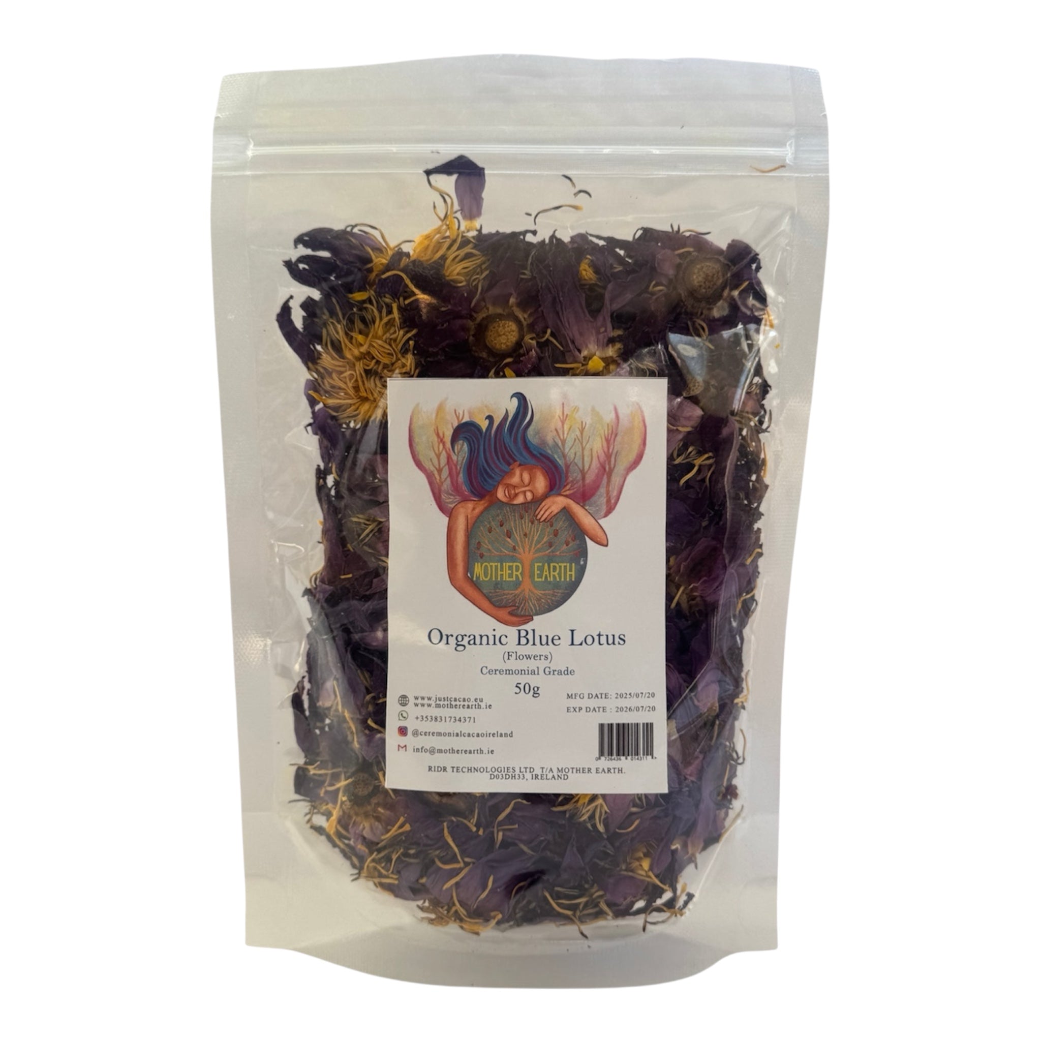 Ägyptische Bio-Blaue Lotusblüten & zerstoßene Blütenblätter (50g)