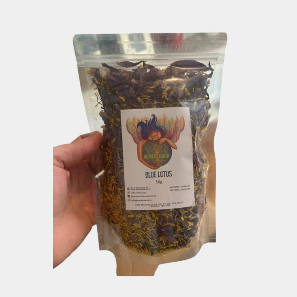 Ägyptische Bio-Blaue Lotusblüten & zerstoßene Blütenblätter (50g)