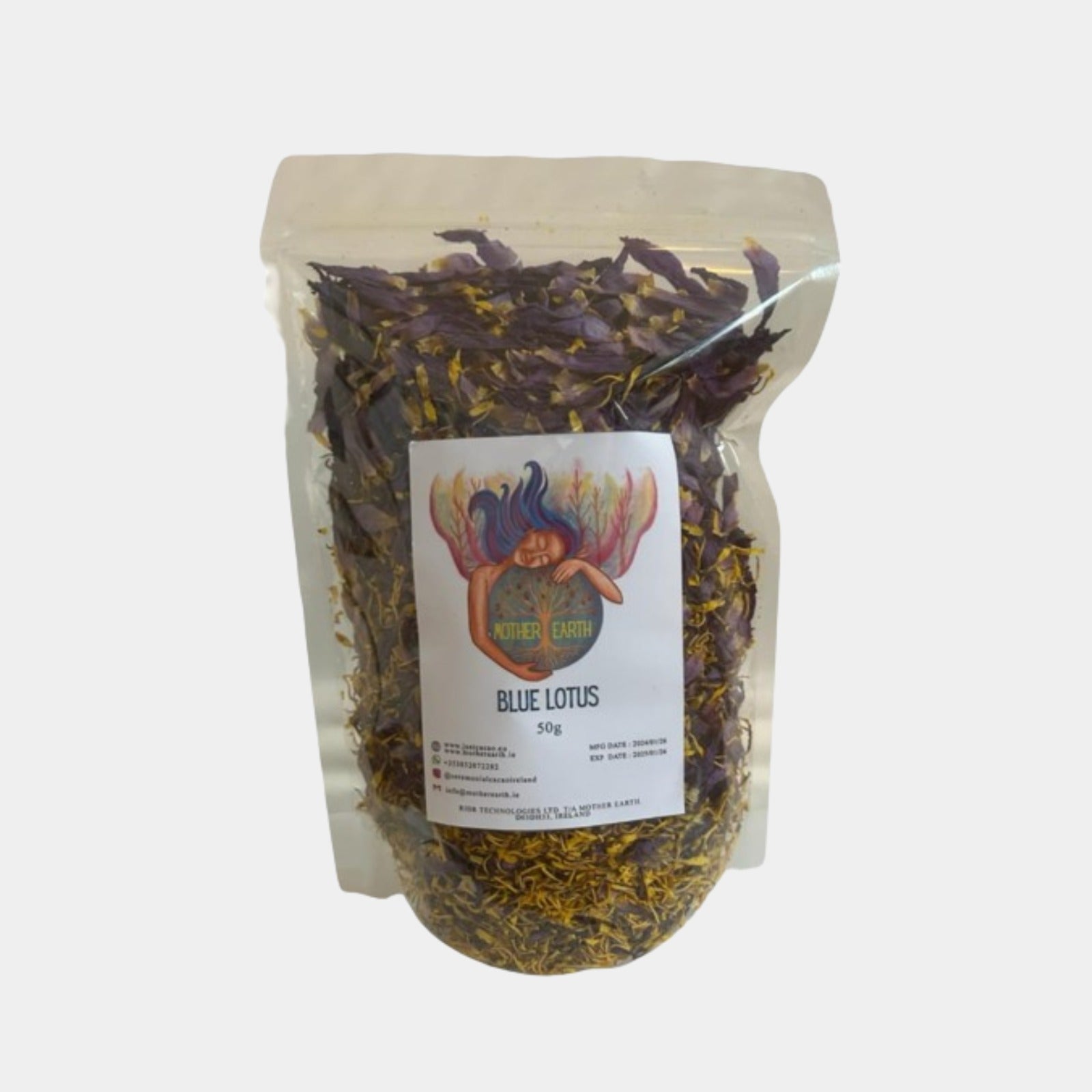 Ägyptische Bio-Blaue Lotusblüten & zerstoßene Blütenblätter (50g)