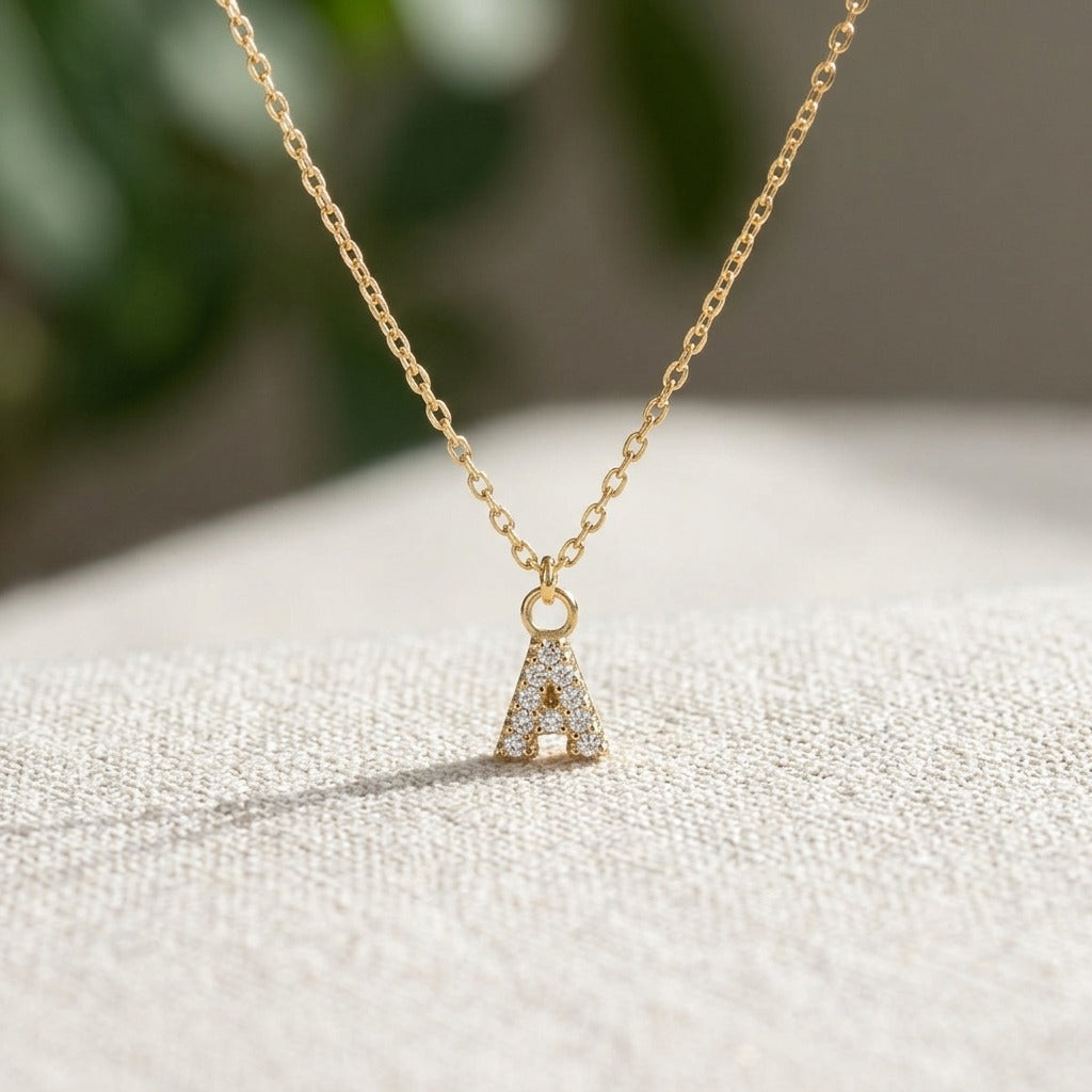 Initialen-Halskette mit Buchstabenanhänger aus 925 Sterling Silber