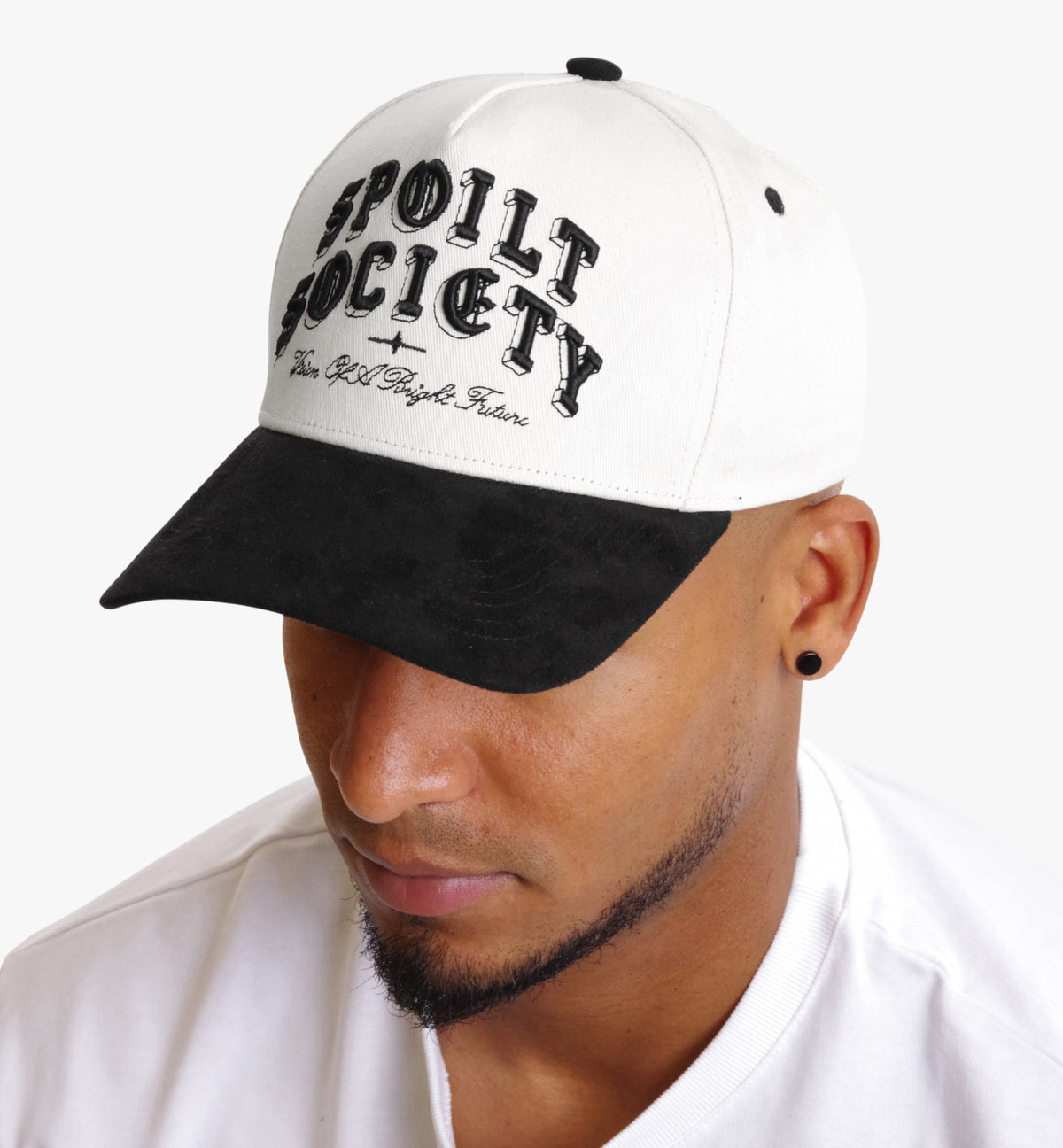 Spoilt Society Vision II Cap in Schwarz und Creme mit 3D-Stickerei