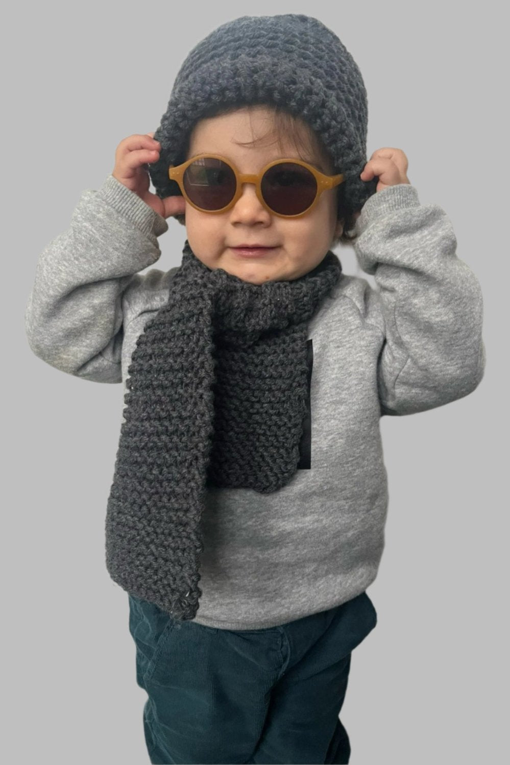 Baby-Wollschal Handgestrickt | Dunkelgrau | 9M–4J | ZEROBARRACENTO