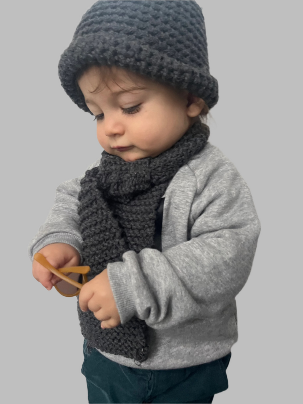 Baby-Wollmütze Handgestrickt | Dunkelgrau | 9M–4J | ZEROBARRACENTO