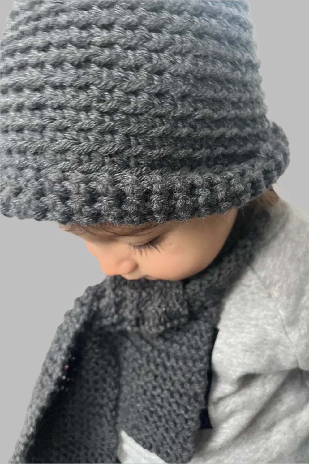 Baby-Wollmütze Handgestrickt | Dunkelgrau | 9M–4J | ZEROBARRACENTO