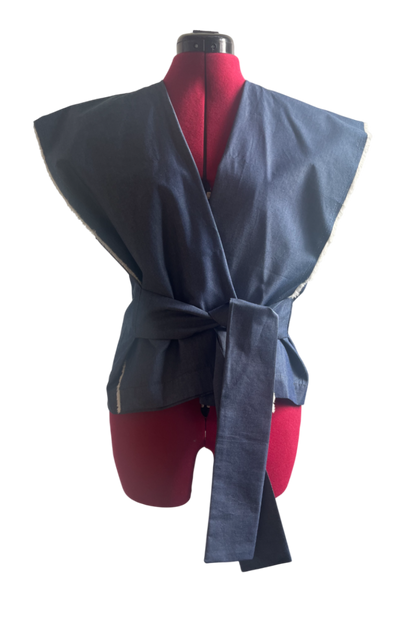 Denim Kimono-Top Ärmellos | End-of-Roll Denim | Zero-Waste | ZEROBARRACENTO