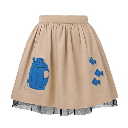 Kinder Rock Beige mit U-Boot-Motiv – 100% Baumwoll-Gabardine | Infantium Victoria