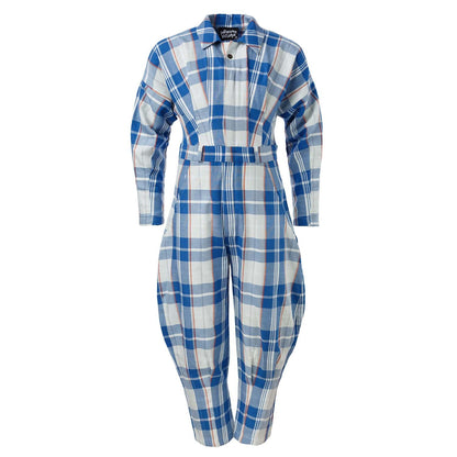 Kinder Tartan-Overall Blau-Weiß – 100% Baumwolle Unisex | Infantium Victoria