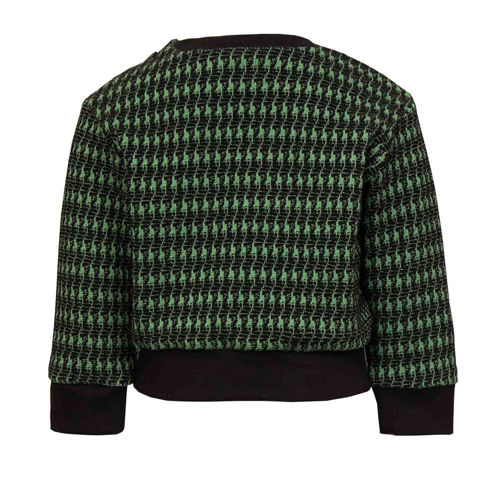 Schwarz-grüner Pied-de-Poule-Baby-Sweatshirt mit Drachen-Appliké