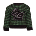 Schwarz-grüner Pied-de-Poule-Baby-Sweatshirt mit Drachen-Appliké