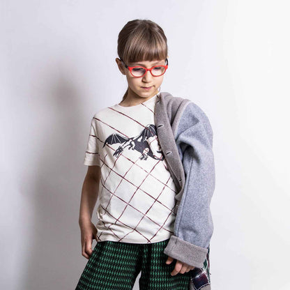 Dragon Lattice Kinder-T-Shirt aus Baumwolle, handbemalt