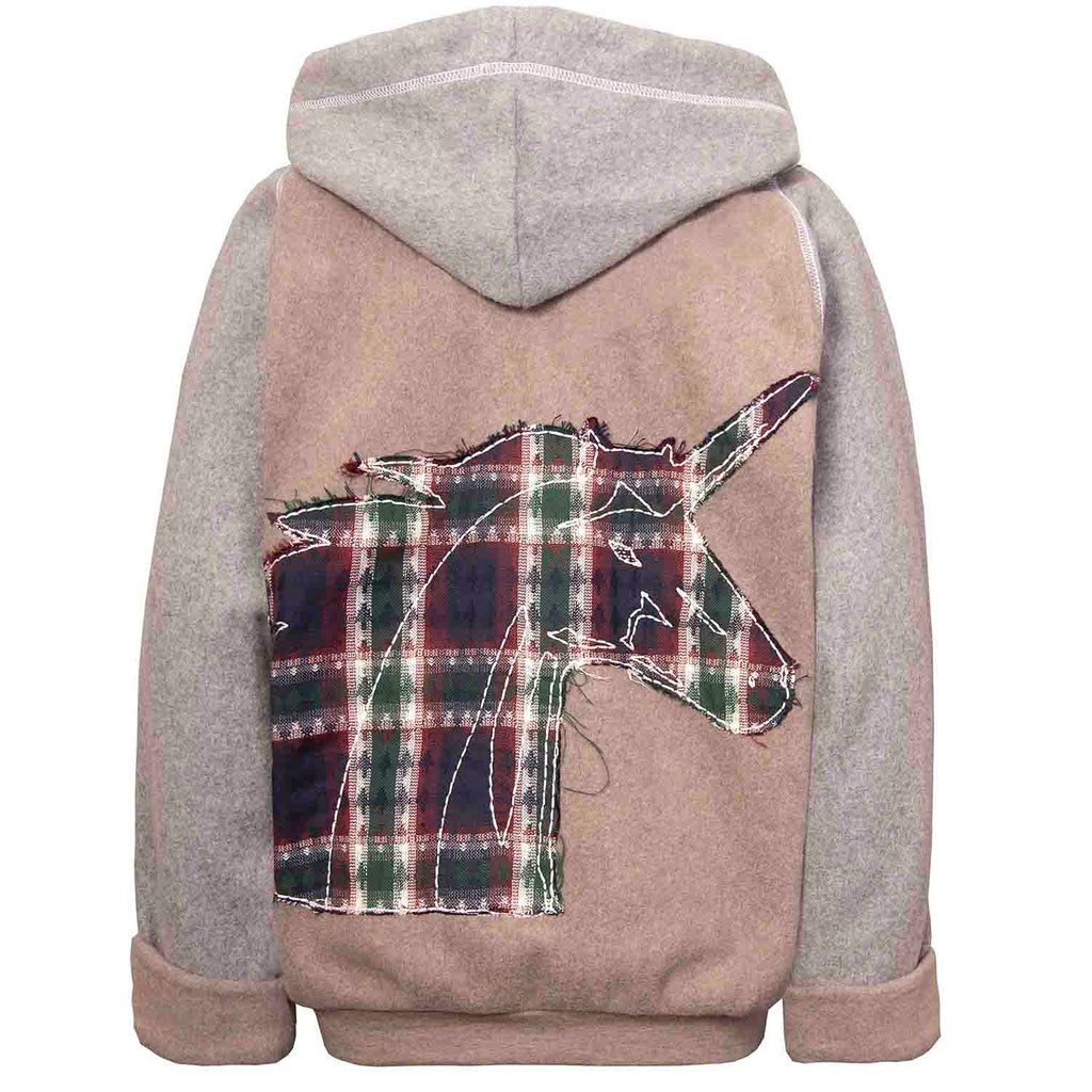 Beiger Fleece-Hoodie für Kinder mit Drachen-Appliké