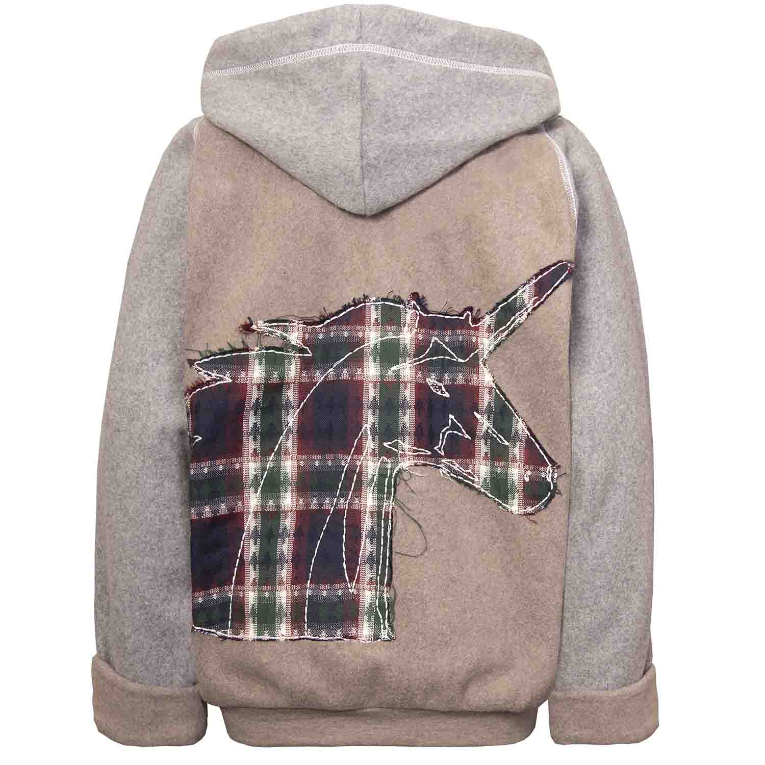 Beiger Fleece-Hoodie für Kinder mit Drachen-Appliké