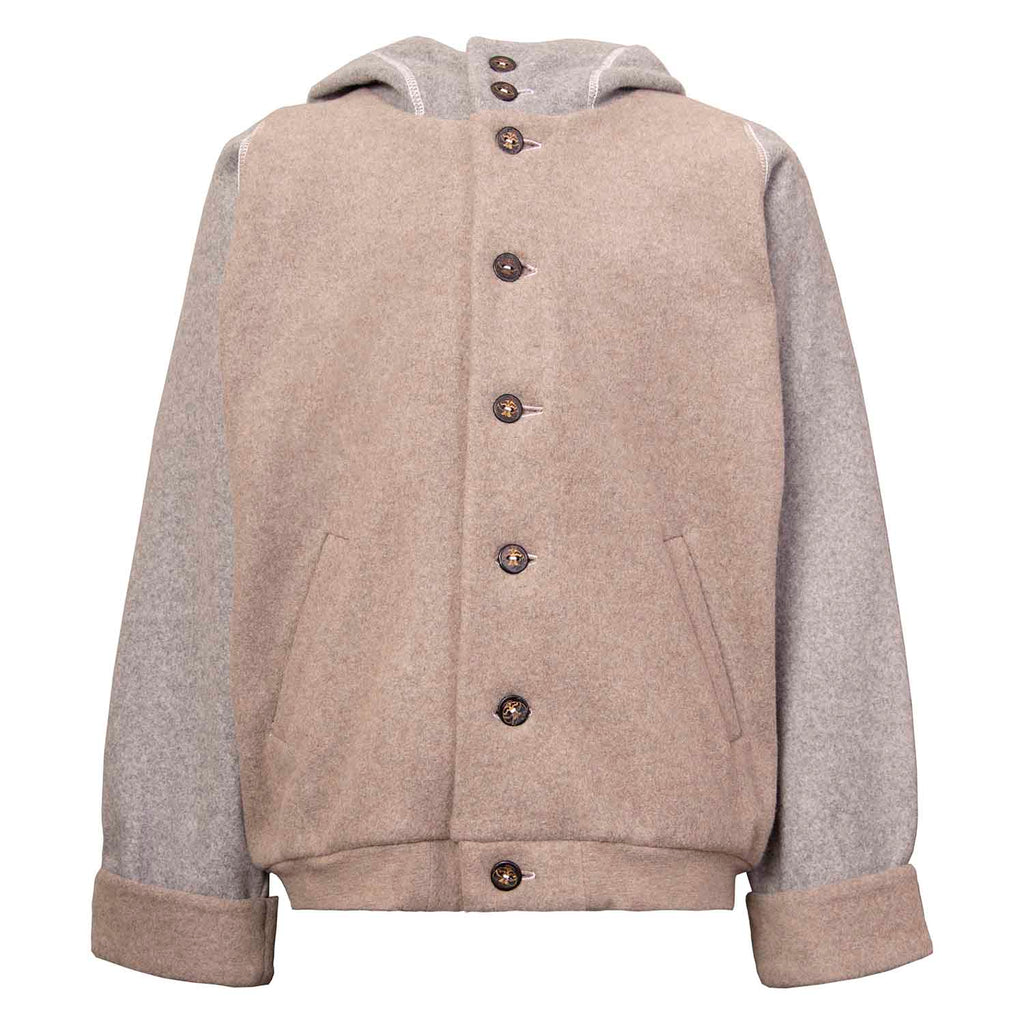 Beiger Fleece-Hoodie für Kinder mit Drachen-Appliké