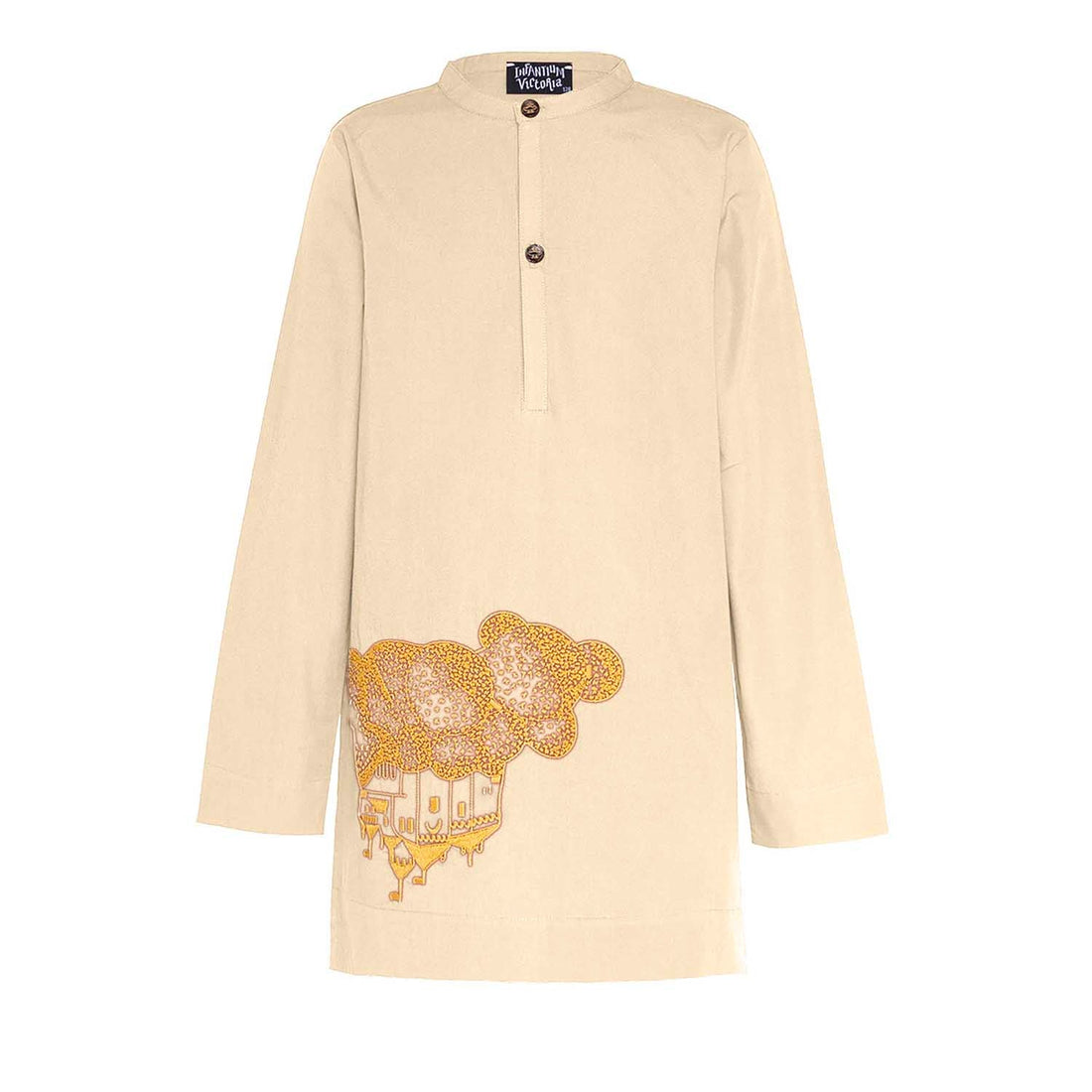 Infantium Victoria beige Kindertunika mit goldener Schlossstickerei