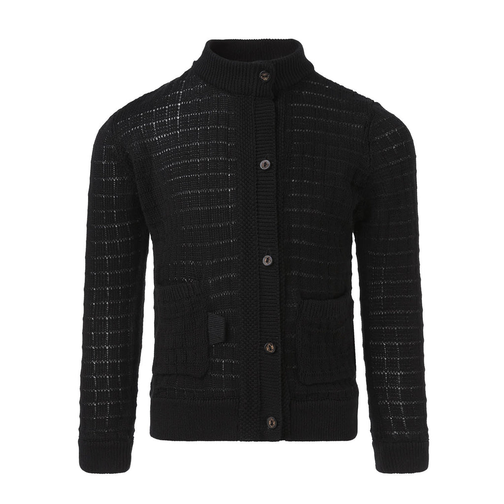 Schwarzer Sommer-Cardigan mit Knopfverschluss vorn