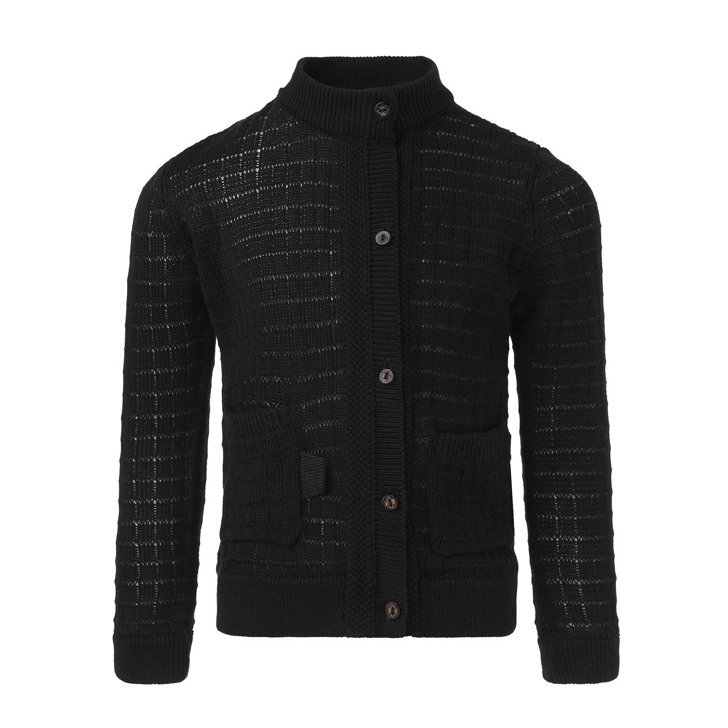 Schwarzer Sommer-Cardigan mit Knopfverschluss vorn