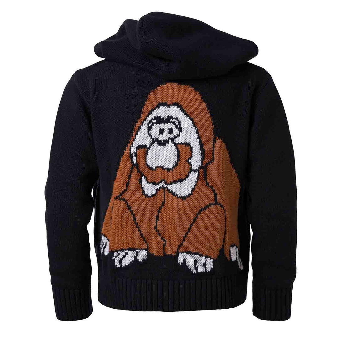 Kinder Strick-Hoodie Schwarz mit Orang-Utan – GOTS Bio-Baumwolle | Infantium Victoria