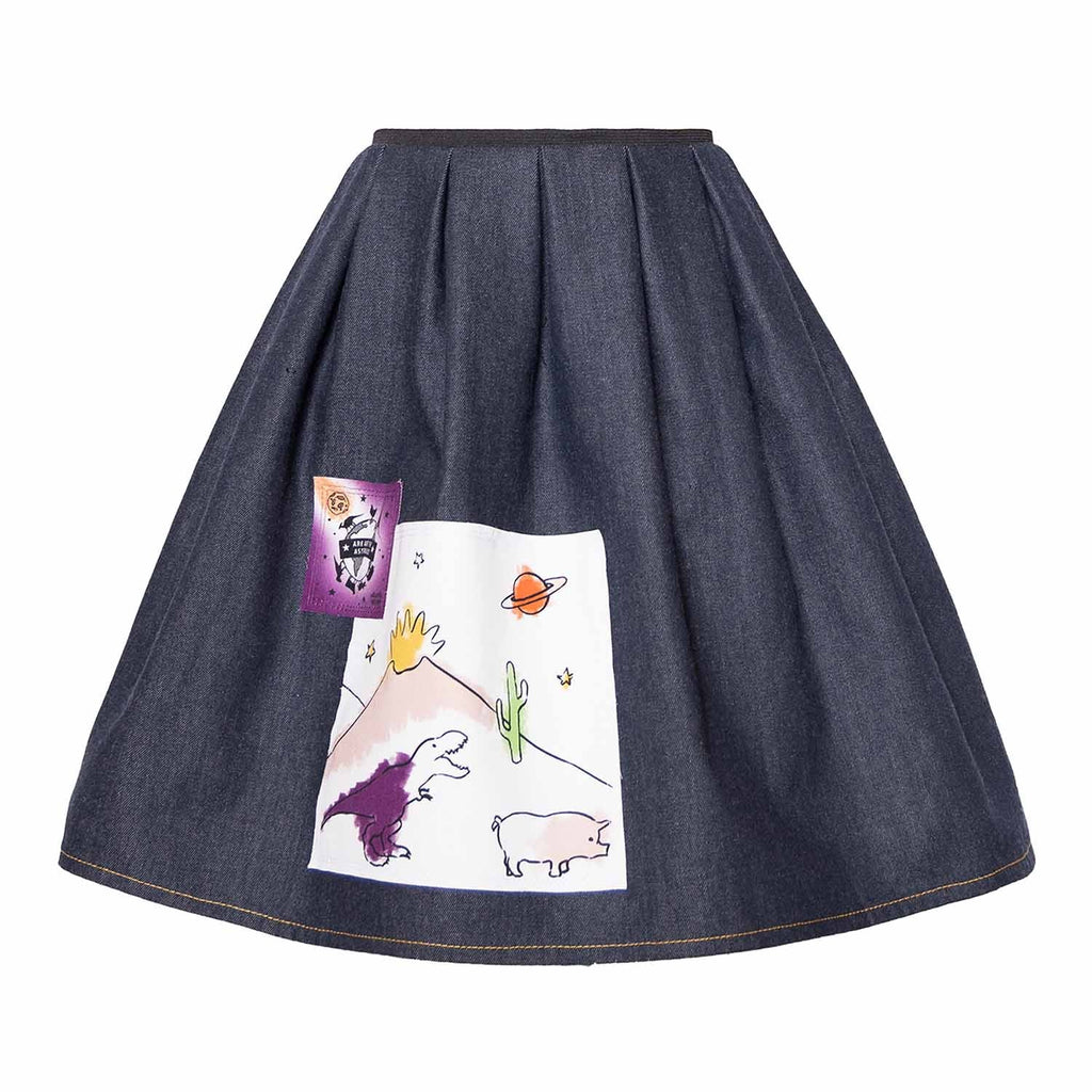 Blauer Jeansrock mit Appliké