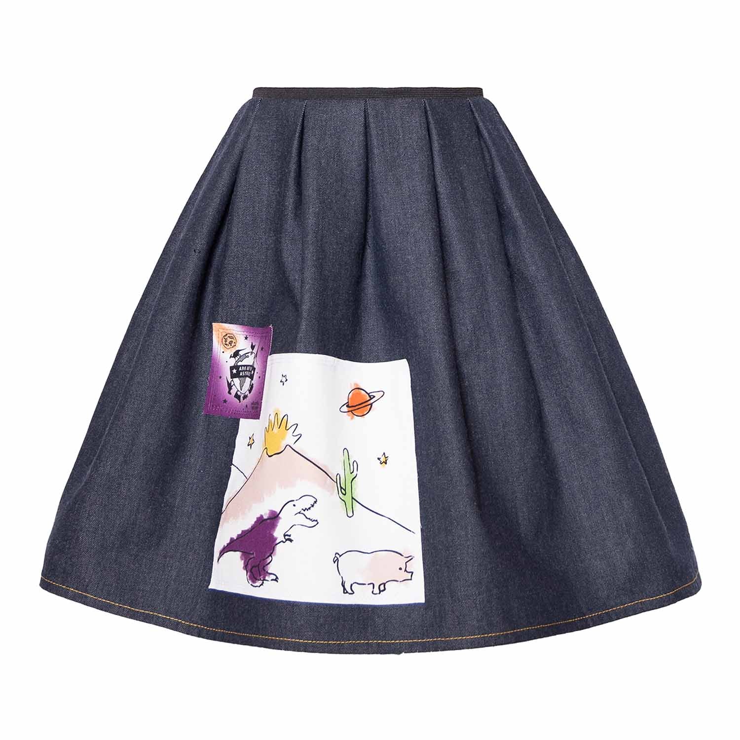 Blauer Jeansrock mit Appliké