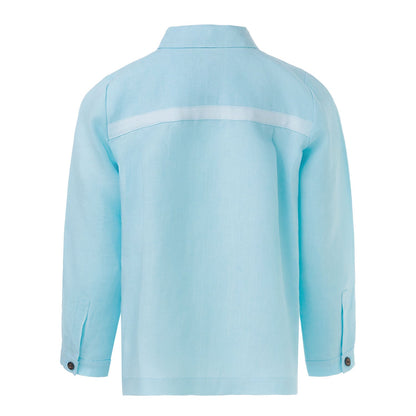Kinder Leinenhemd Blau – Unisex Avant-Garde Langarm | Infantium Victoria