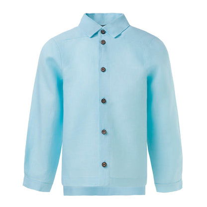 Kinder Leinenhemd Blau – Unisex Avant-Garde Langarm | Infantium Victoria