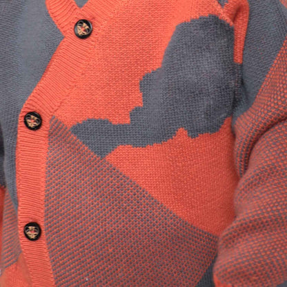 Baby Strickjacke Blau &amp; Orange – GOTS Bio-Baumwolle Unisex | Infantium Victoria
