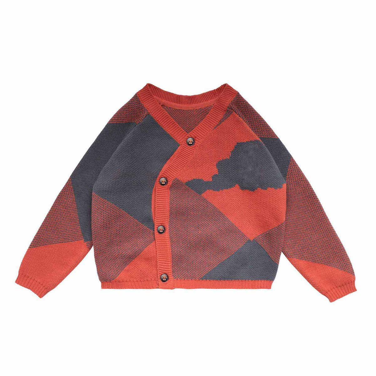 Baby Strickjacke Blau &amp; Orange – GOTS Bio-Baumwolle Unisex | Infantium Victoria
