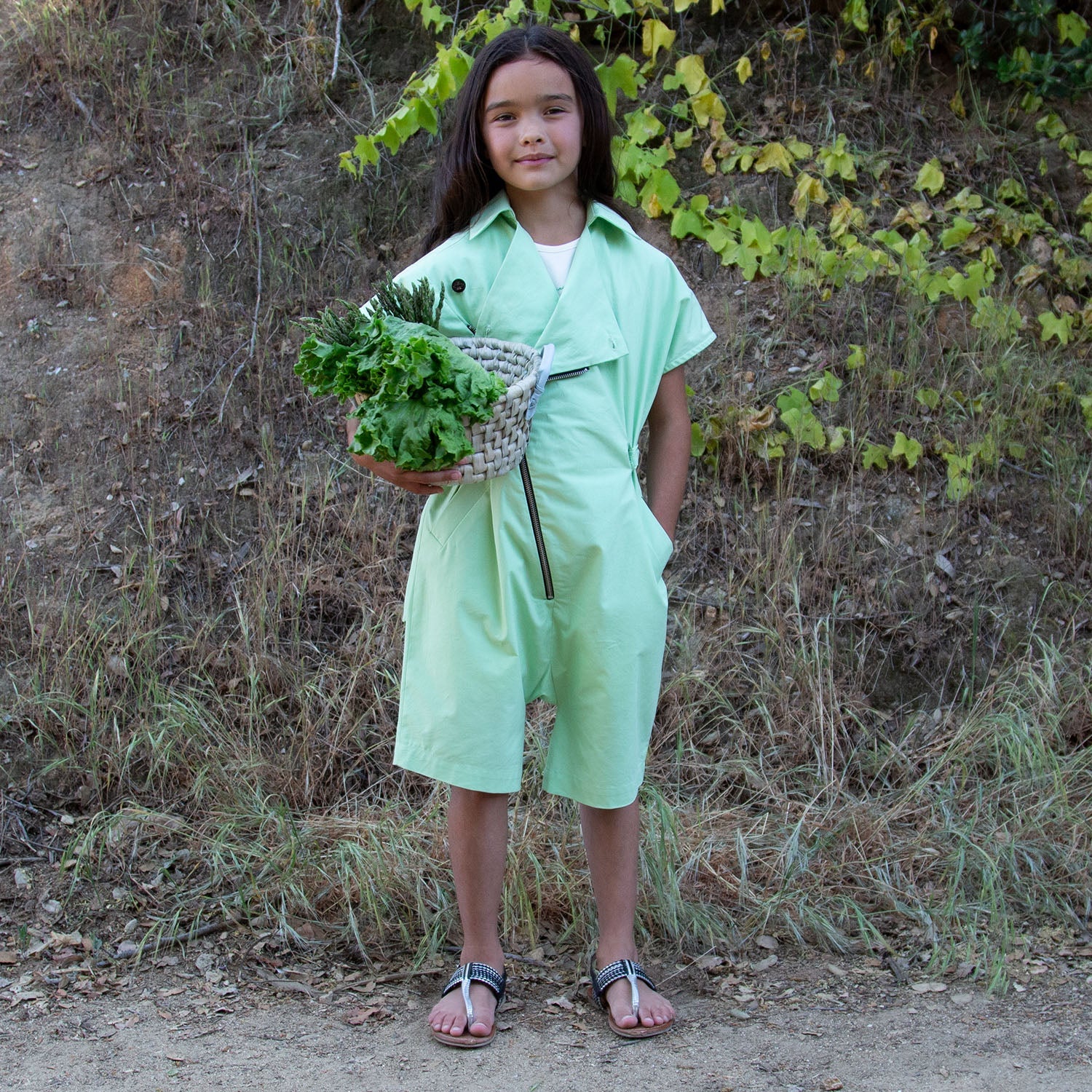 Grüner Baumwoll-Overall für Kinder