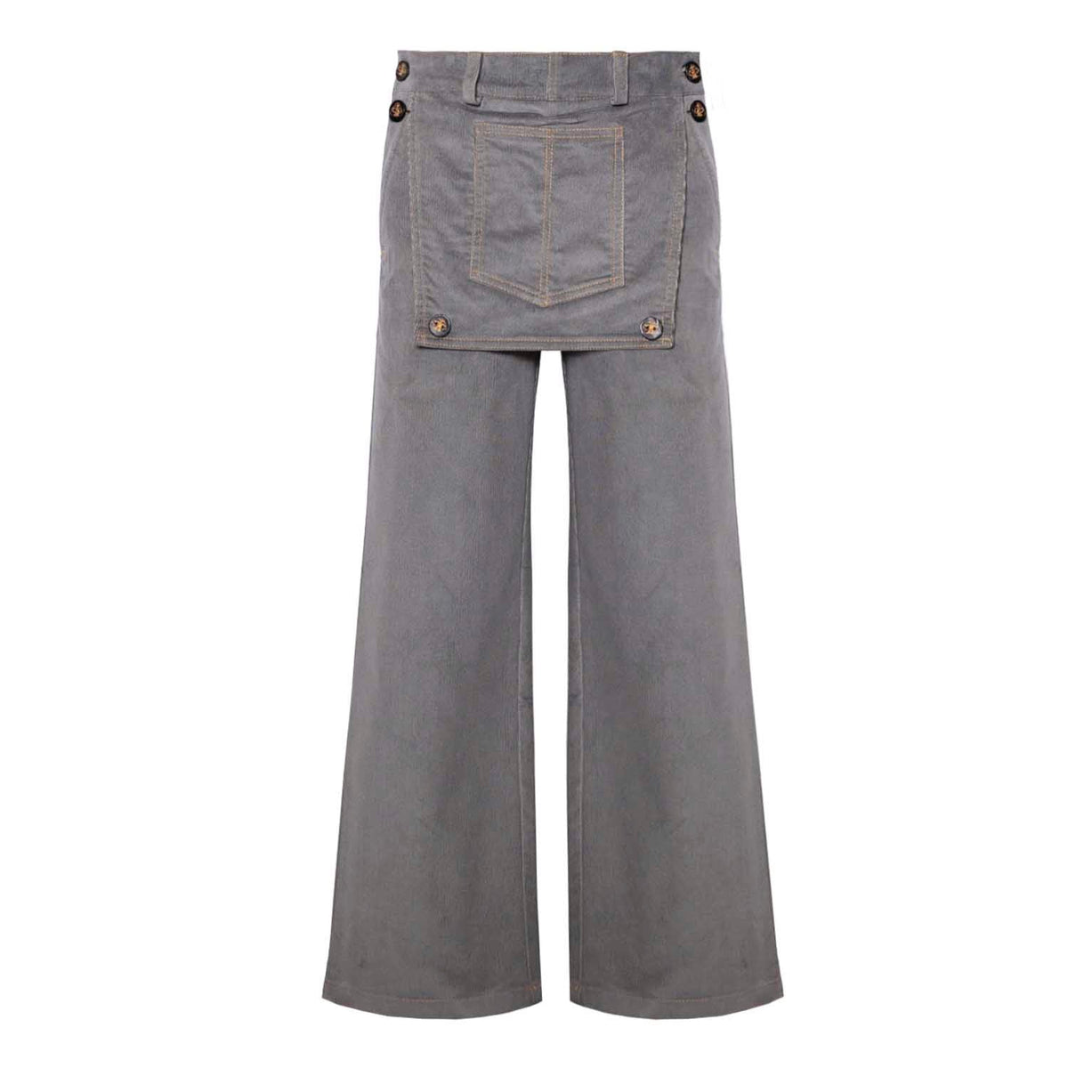 Graue Kinderhose aus Cord-Samt mit Schlag
