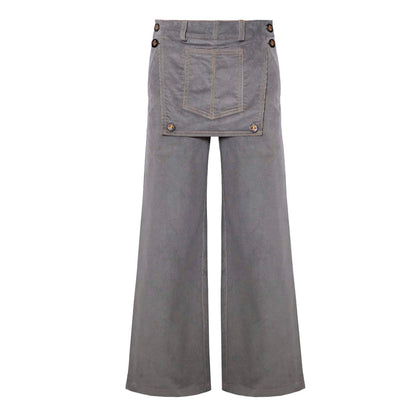 Graue Kinderhose aus Cord-Samt mit Schlag