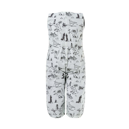 Baby Jumpsuit Plissiert Vintage-Print – Toile de Jouy Mint | Infantium Victoria