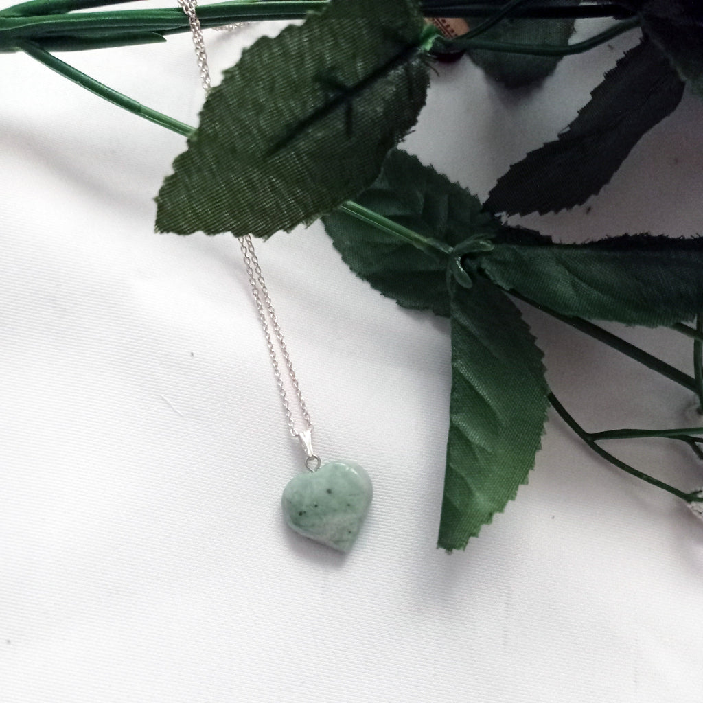 Chrysoprase Jade Herz-Halskette – 925 Sterlingsilber | nlanlaVictory FOREST Collection