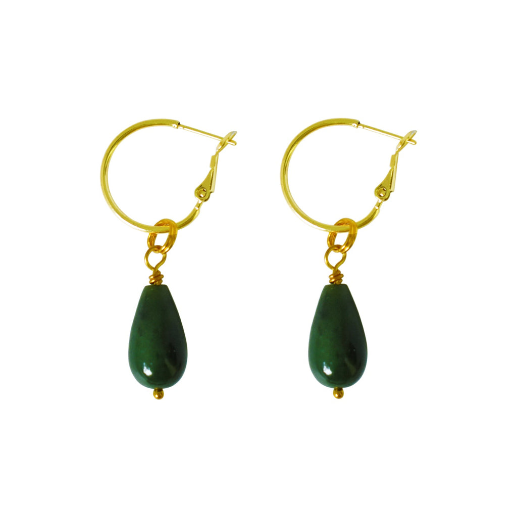 Jade Creolen-Set mit Mini-Charm – Echter Grüner Jade handgefertigt | Ifemi Jewels