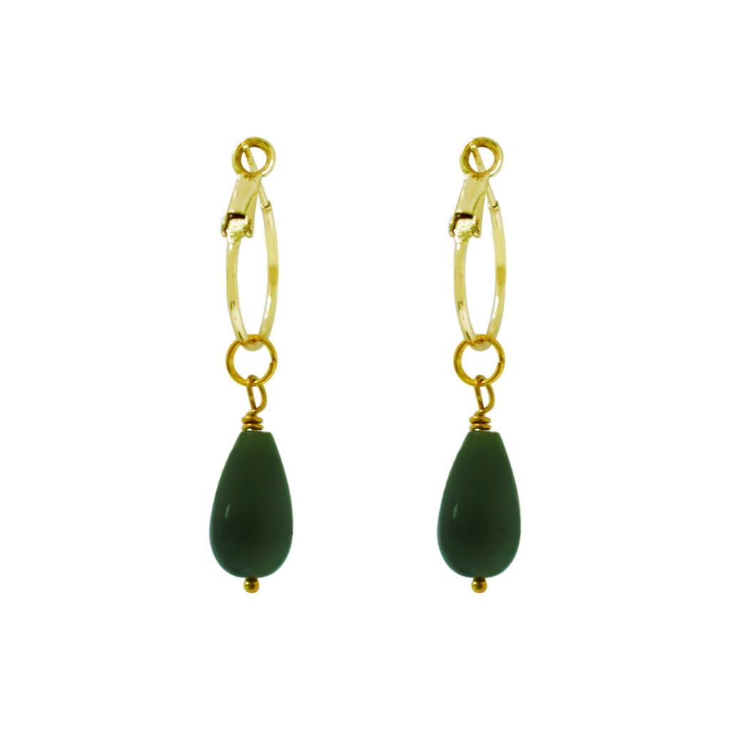 Jade Creolen-Set mit Mini-Charm – Echter Grüner Jade handgefertigt | Ifemi Jewels