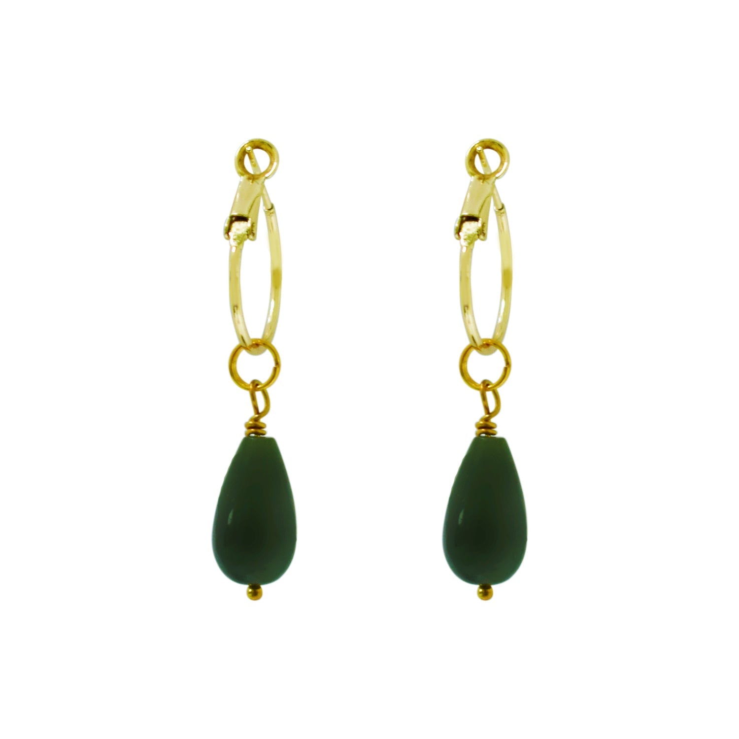 Jade Creolen-Set mit Mini-Charm – Echter Grüner Jade handgefertigt | Ifemi Jewels