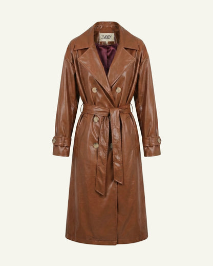 Trenchcoat Schokoladenbraun | 100% Baumwolle | Damen Oversized