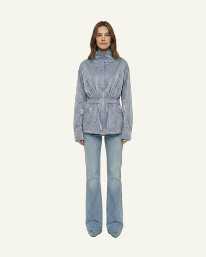 Einteilige Baumwollwindjacke mit Lyocell/Wollfutter – Hellblau