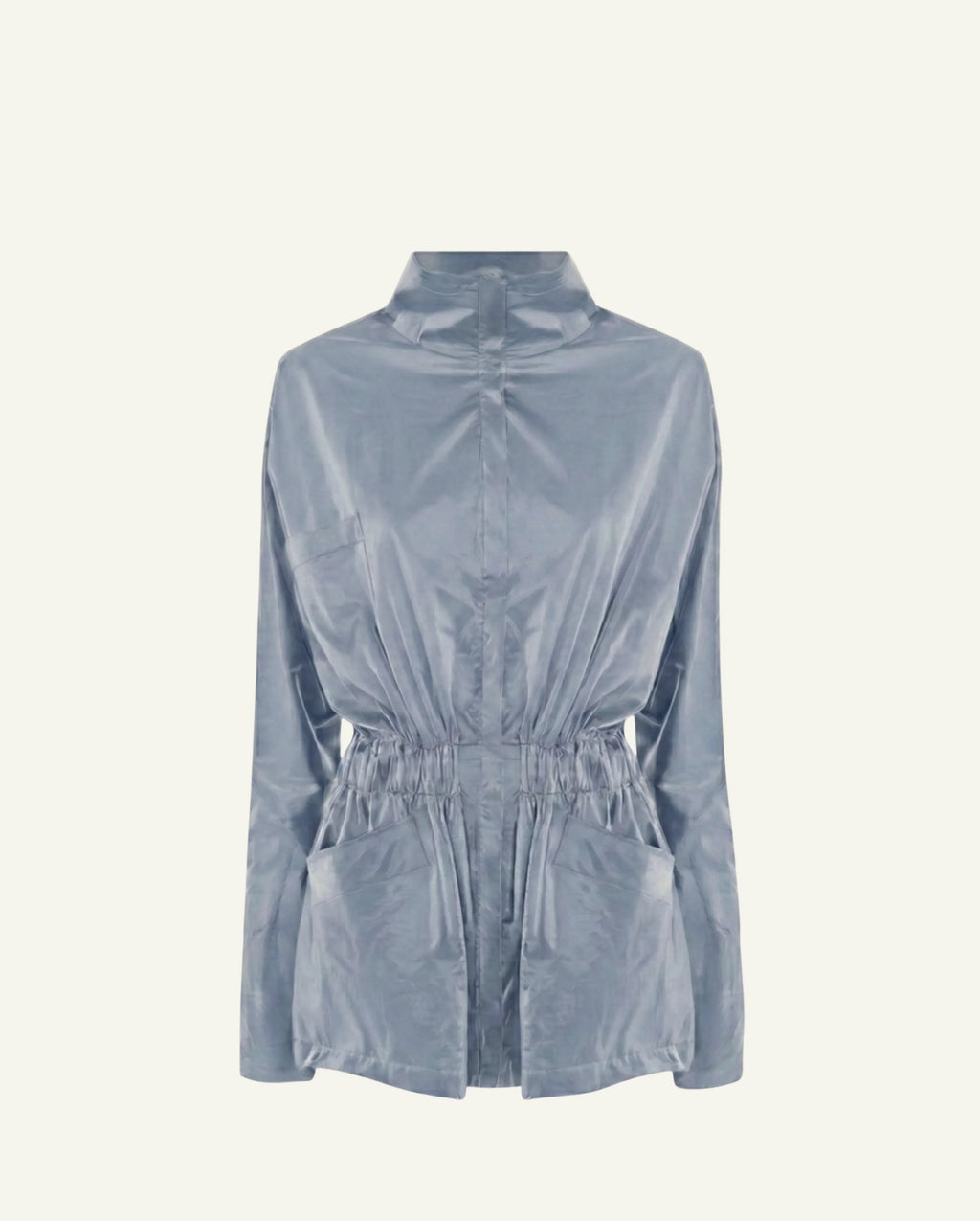 Einteilige Baumwollwindjacke mit Lyocell/Wollfutter – Hellblau
