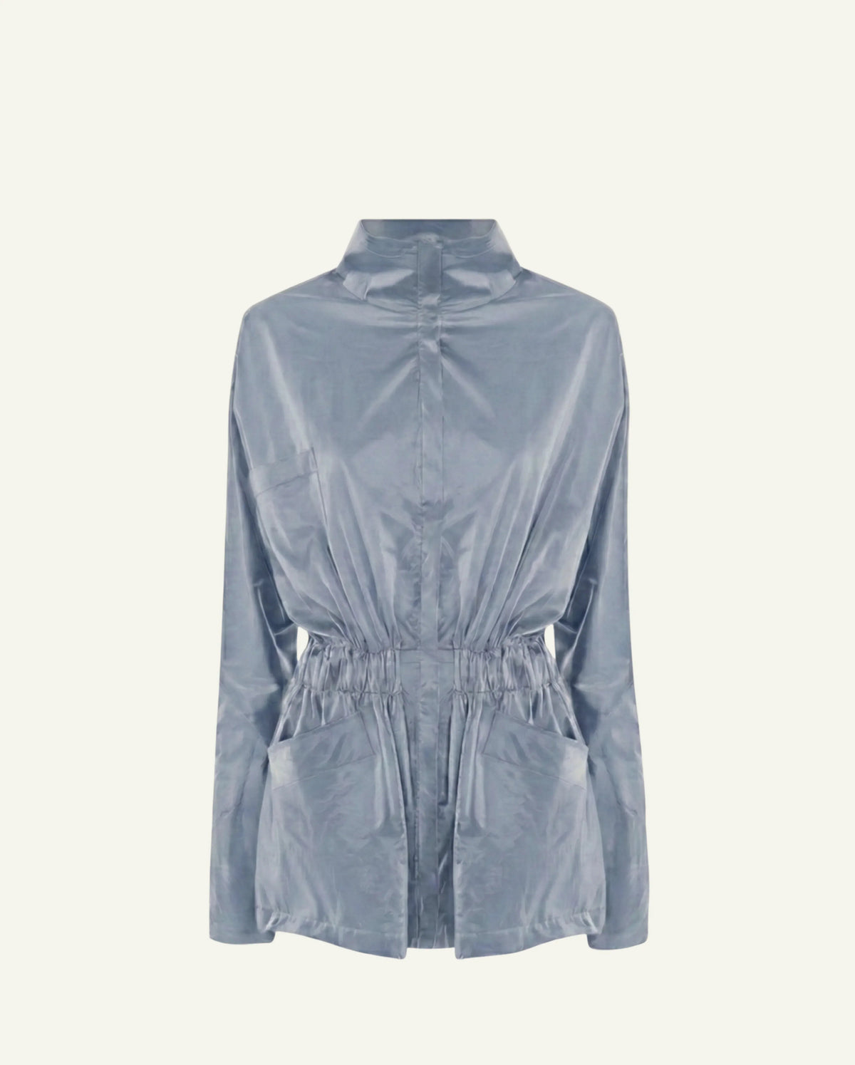 Einteilige Baumwollwindjacke mit Lyocell/Wollfutter – Hellblau
