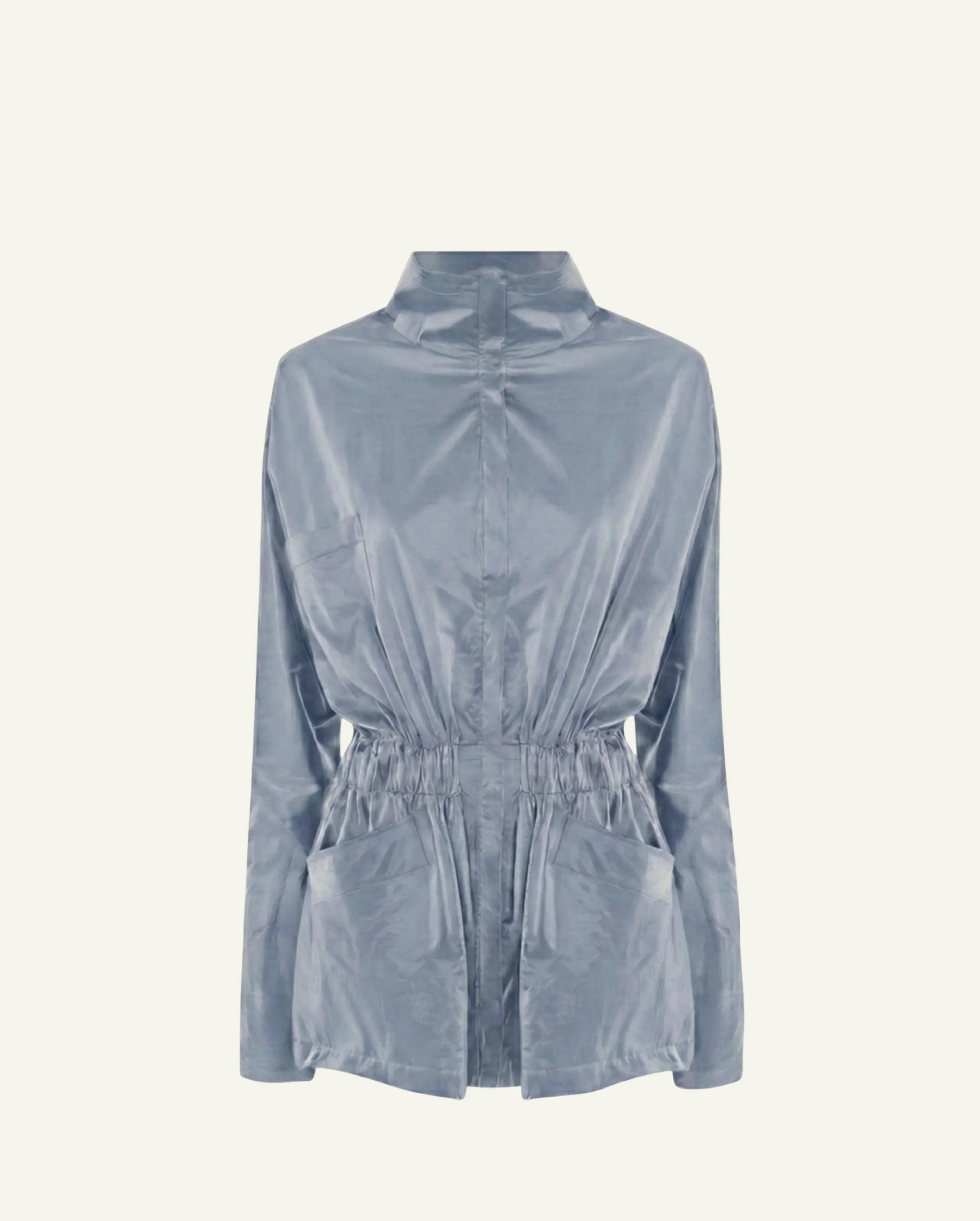 Einteilige Baumwollwindjacke mit Lyocell/Wollfutter – Hellblau