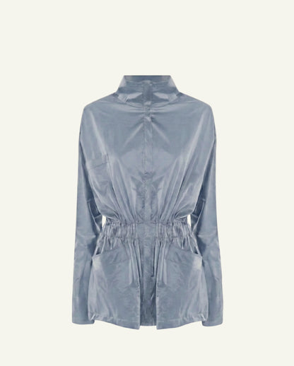 Einteilige Baumwollwindjacke mit Lyocell/Wollfutter – Hellblau
