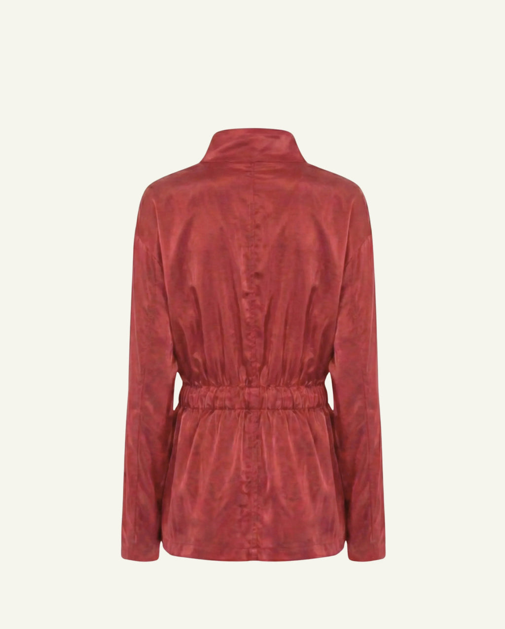 Einteilige Baumwollwindjacke mit Lyocell/Wollfutter – Kirschrot