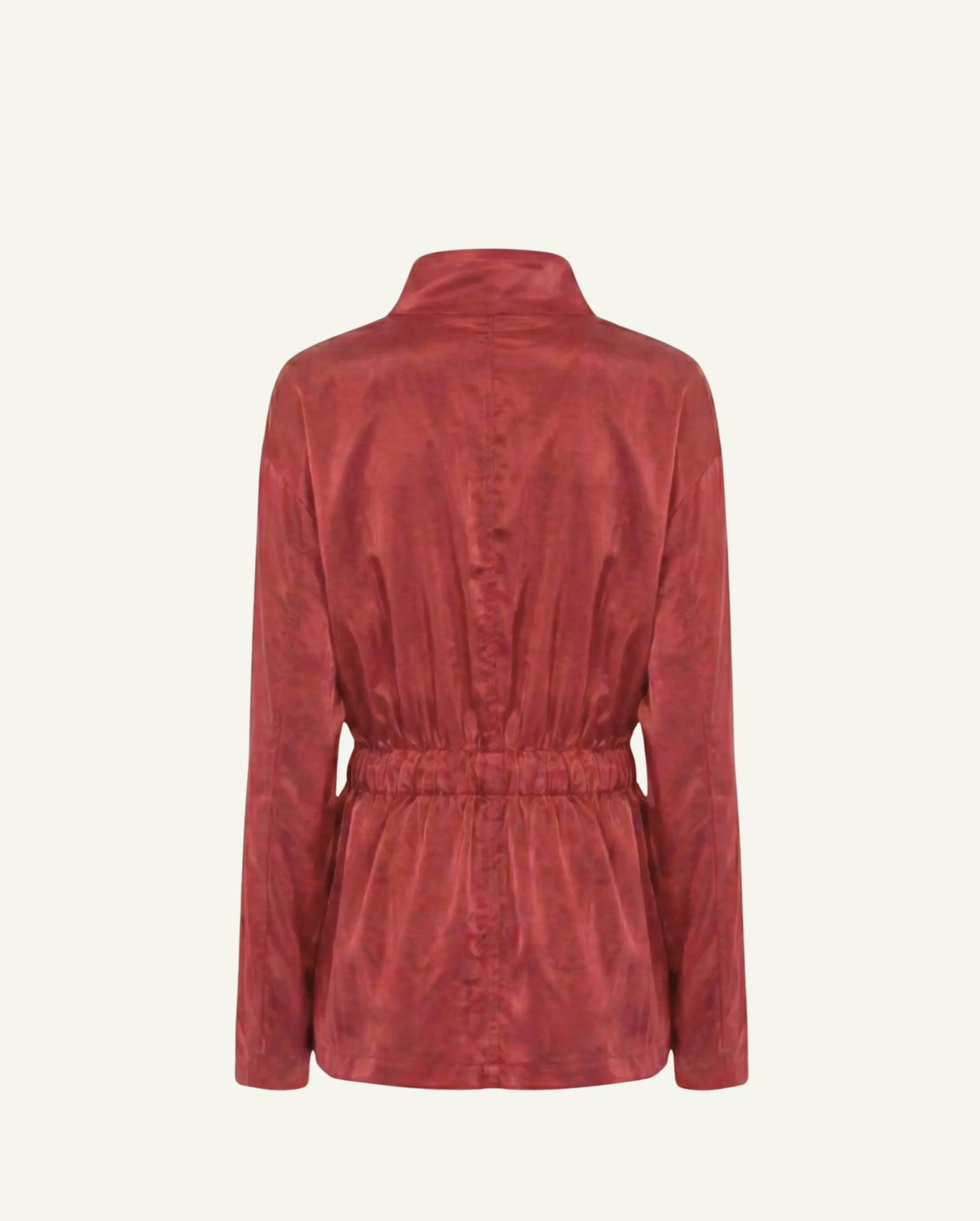 Einteilige Baumwollwindjacke mit Lyocell/Wollfutter – Kirschrot