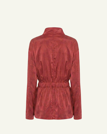 Einteilige Baumwollwindjacke mit Lyocell/Wollfutter – Kirschrot